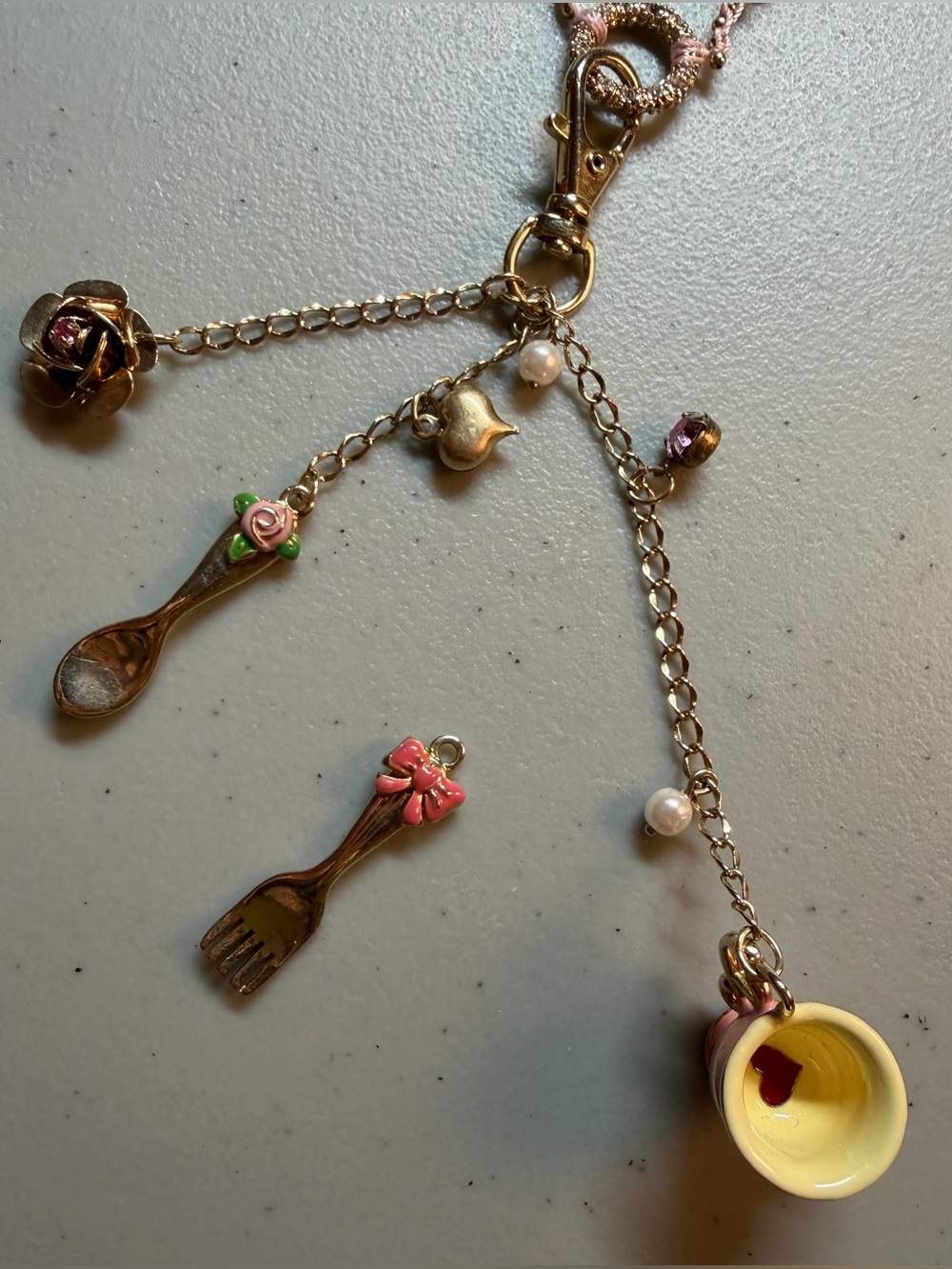 Vintage Betsey Johnson Tea Party Charm Necklace